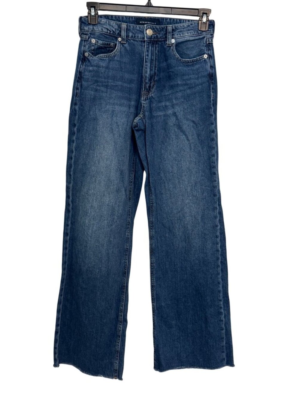 Aeropostale Womens High Rise Wide Leg Jeans Size 4 Regular Blue Denim